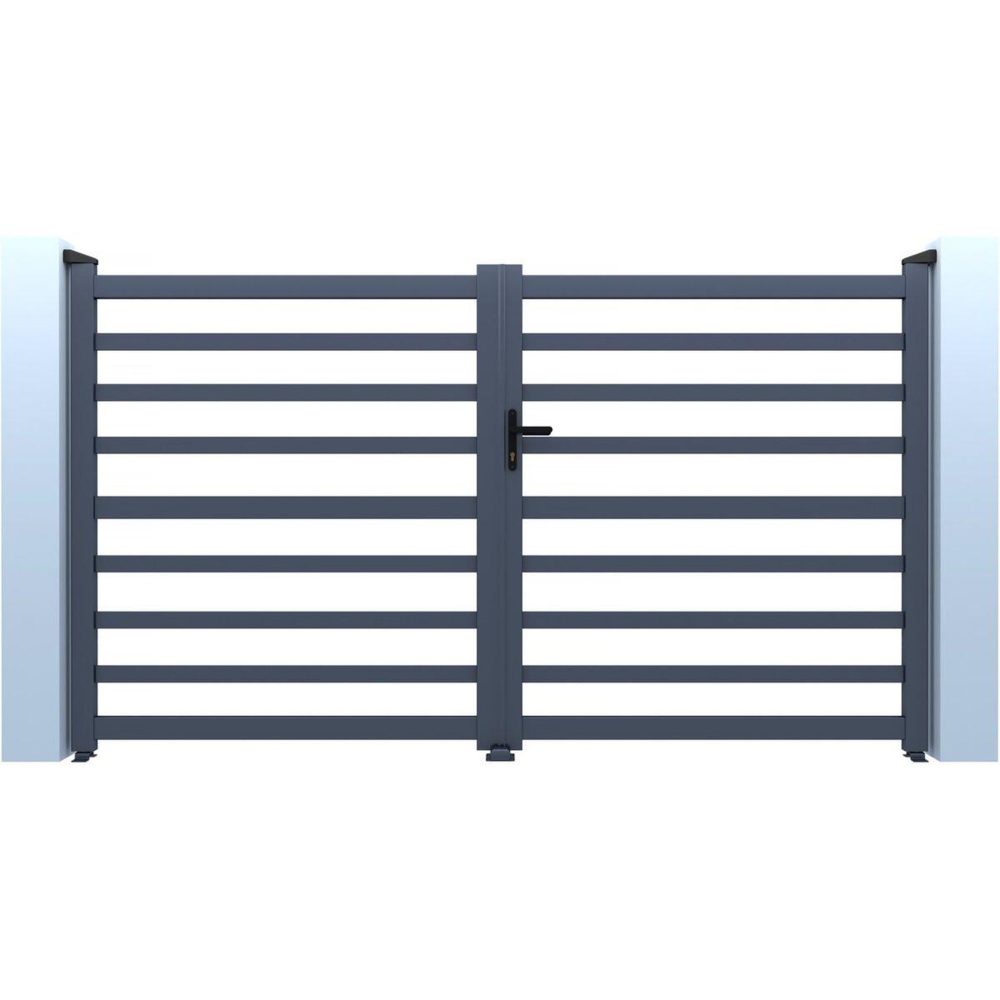 Habitat et Jardin Portail aluminium ajouré martin - 340 x 180 cm - gris