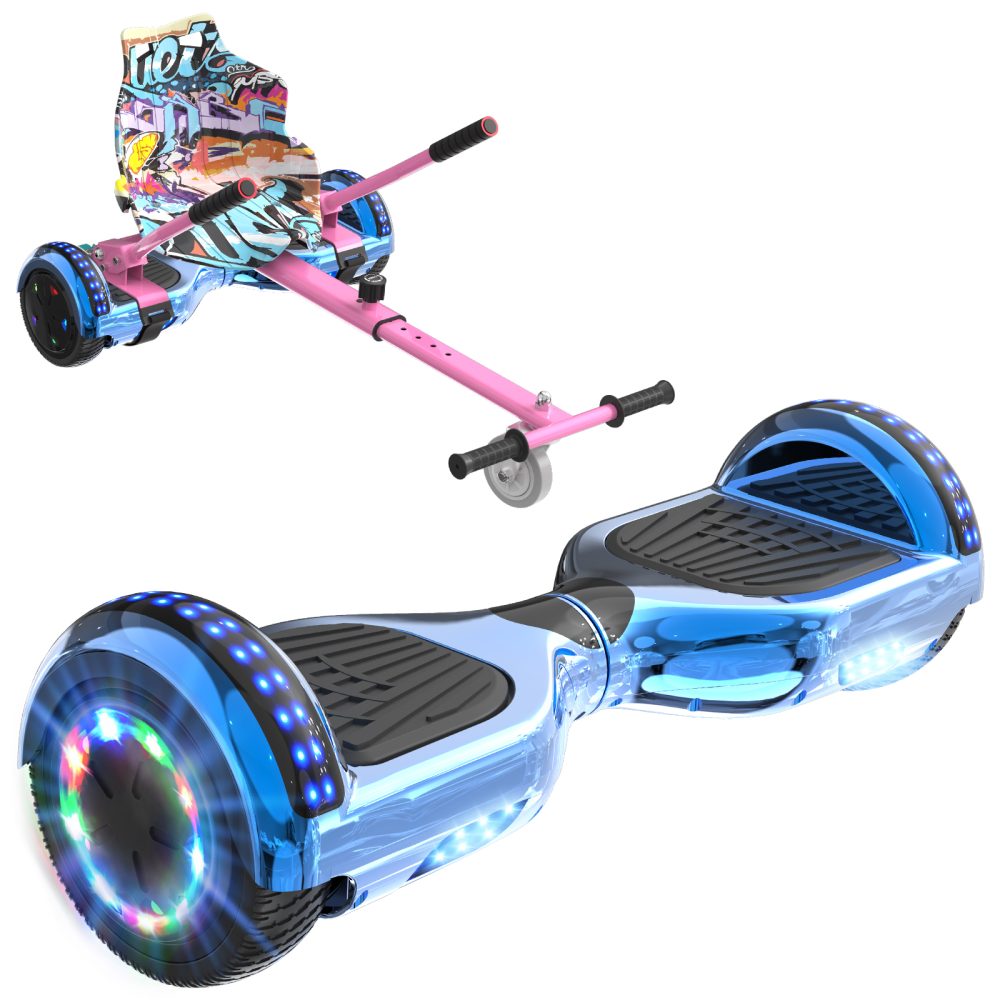 Pack Hoverboard bleu et Hoverkart rose - RCB - Cadeau Super pour les Enfants