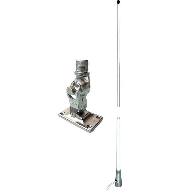 Antenne VHF Banten 3DB VP150 avec Rotule en Inox – Avec Équerre en Inox · Fibre de Verre · 150