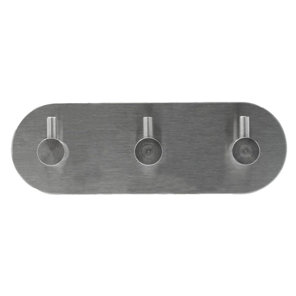 Douceur d'Intérieur Patère adhésive ovale 3 crochets fixeo 14cm chrome
