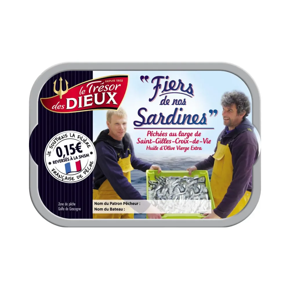 LE TRESOR DES DIEUX Sardines de Saint-Gilles-Croix-de-Vie à l'huile d'olive vierge extra 115g