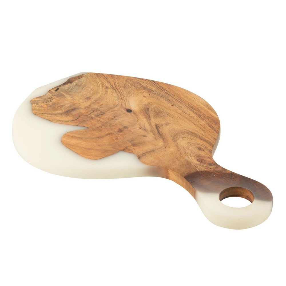 J-LINE Planche à découper en bois douglas 53cm naturel & blanc