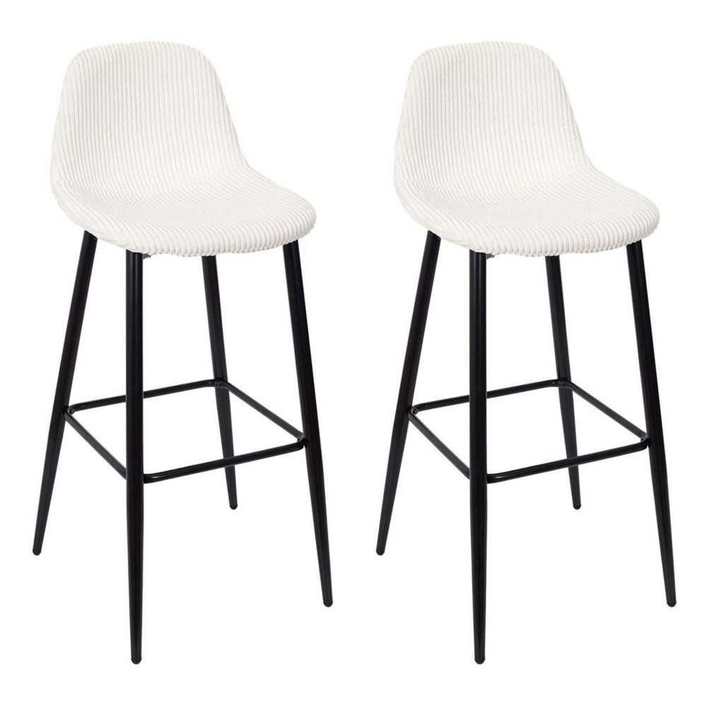 The Home Deco Factory Lot de 2 chaises de bar côtelé scott 100cm beige