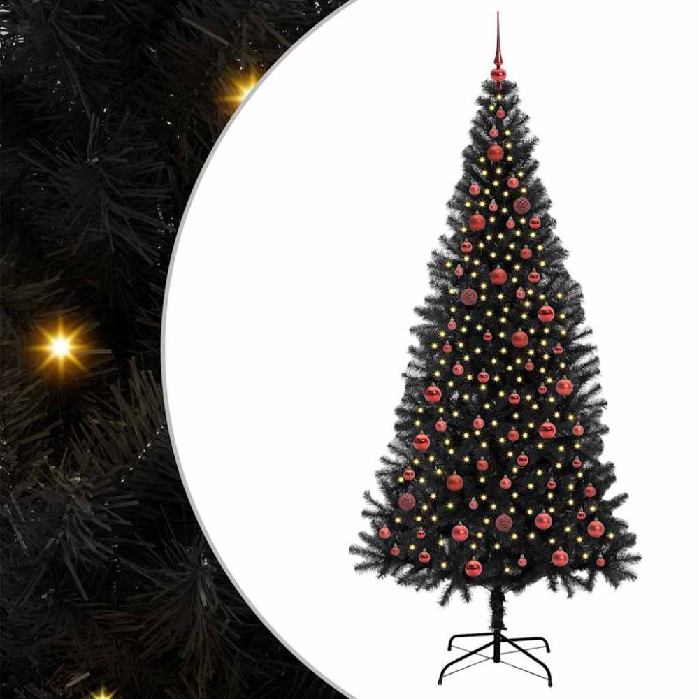 vidaXL Sapin de Noël Noir 210 cm PVC