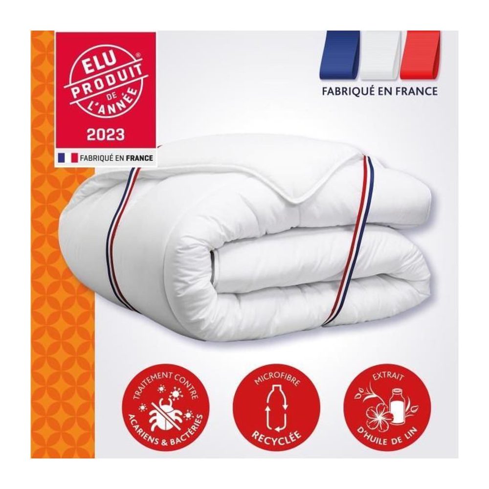 DODO Couette 200x200 cm DODO CHAMPS DE LIN - Chaude - 450G/m² - Couette 1-2 personne-Douce et Chaude -Anti-acariens Antibactériens