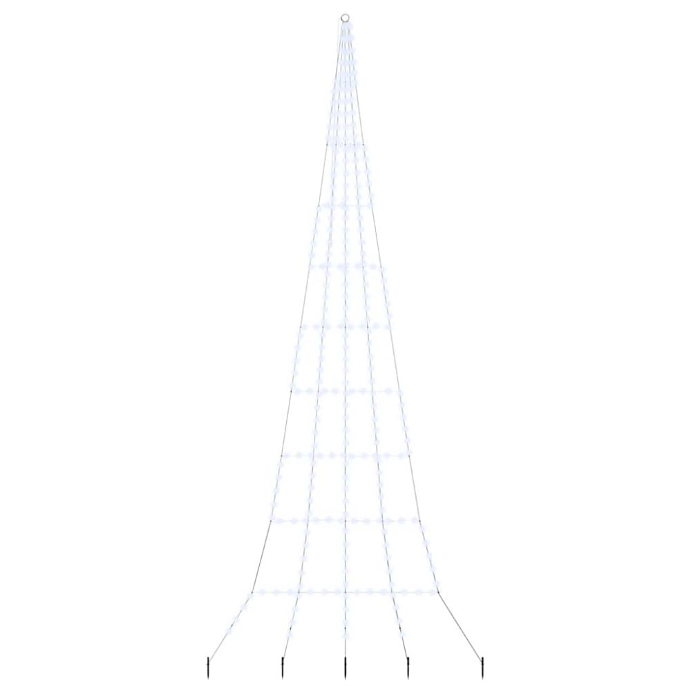vidaXL Arbre de Noël LED avec piquets au sol Blanc froid 511 cm métal