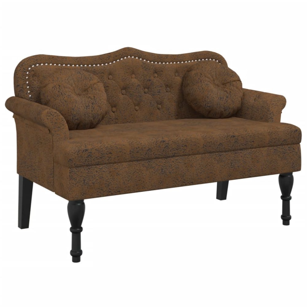 vidaXL Banc avec coussins marron 120,5x65x75 cm similicuir daim