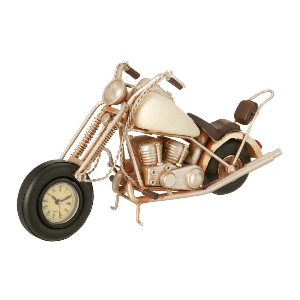 J-LINE Moto déco en métal antique 28cm blanc cassé