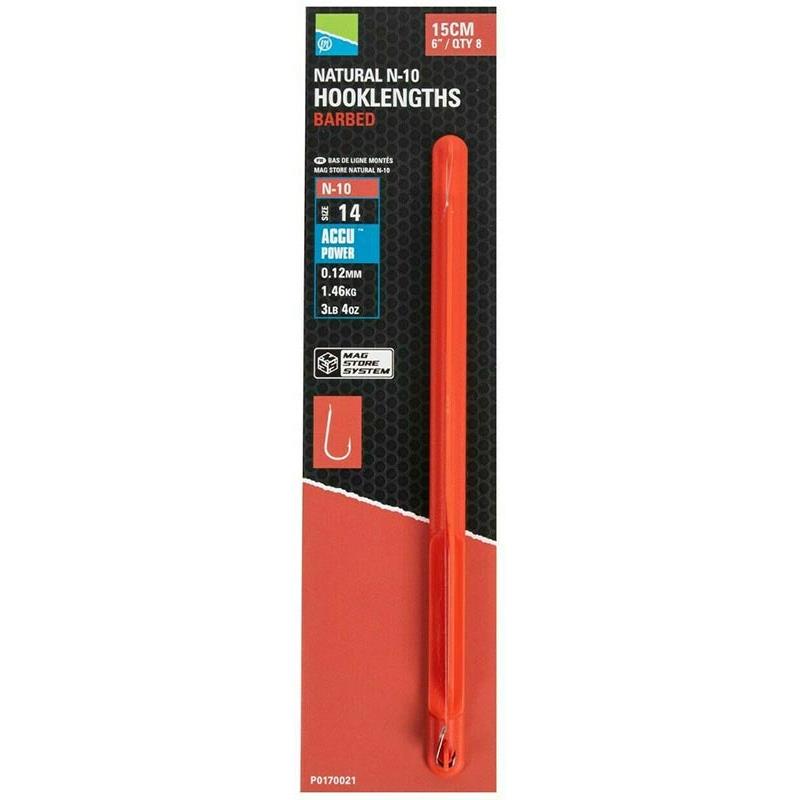 Preston Innovations Natural N-10 Hooklengths Barbed – Bas de Ligne – 8 · 0.12 · 1.46 · N°14 · 15