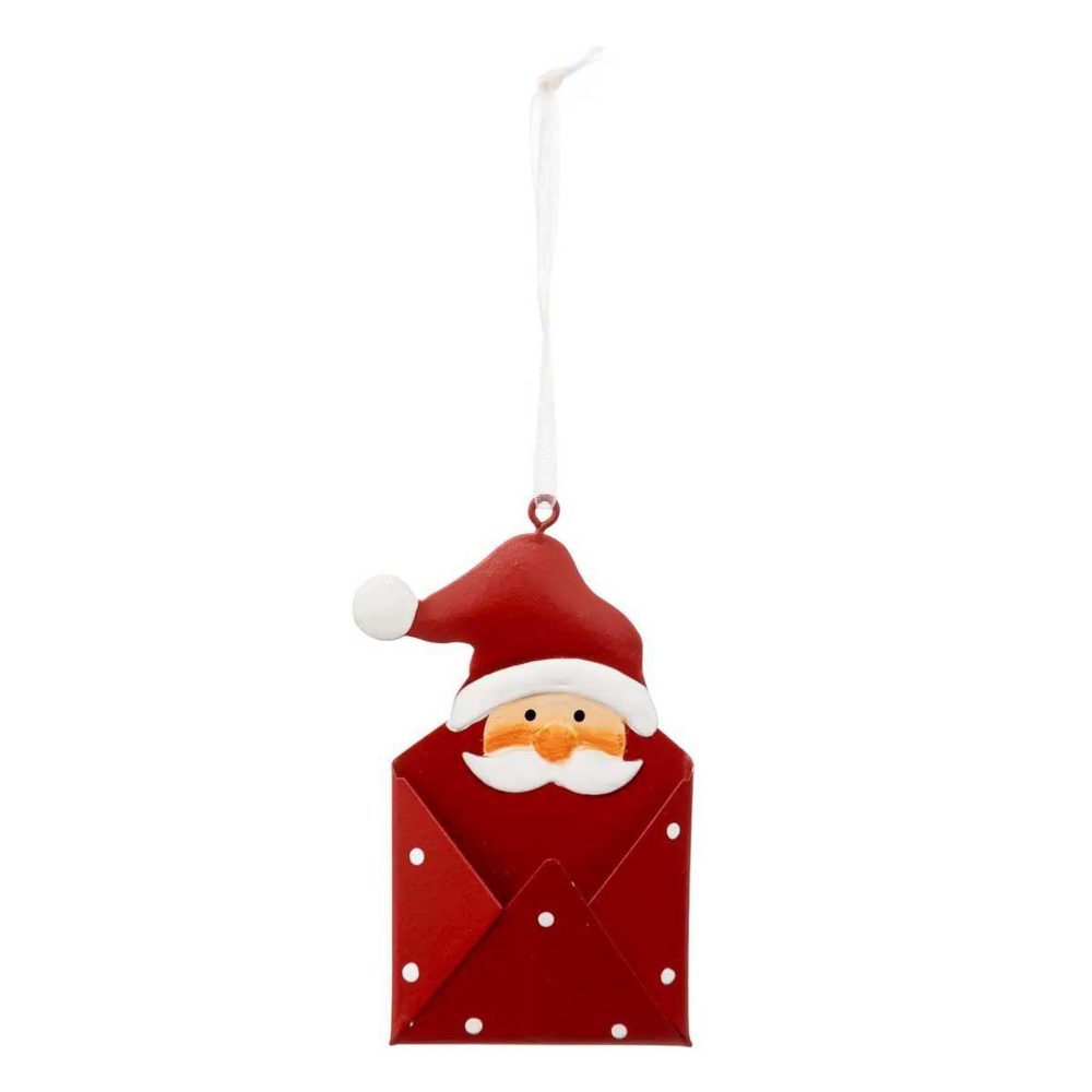 ATMOSPHERA Sujet de noël en métal lettre père noël 9cm rouge