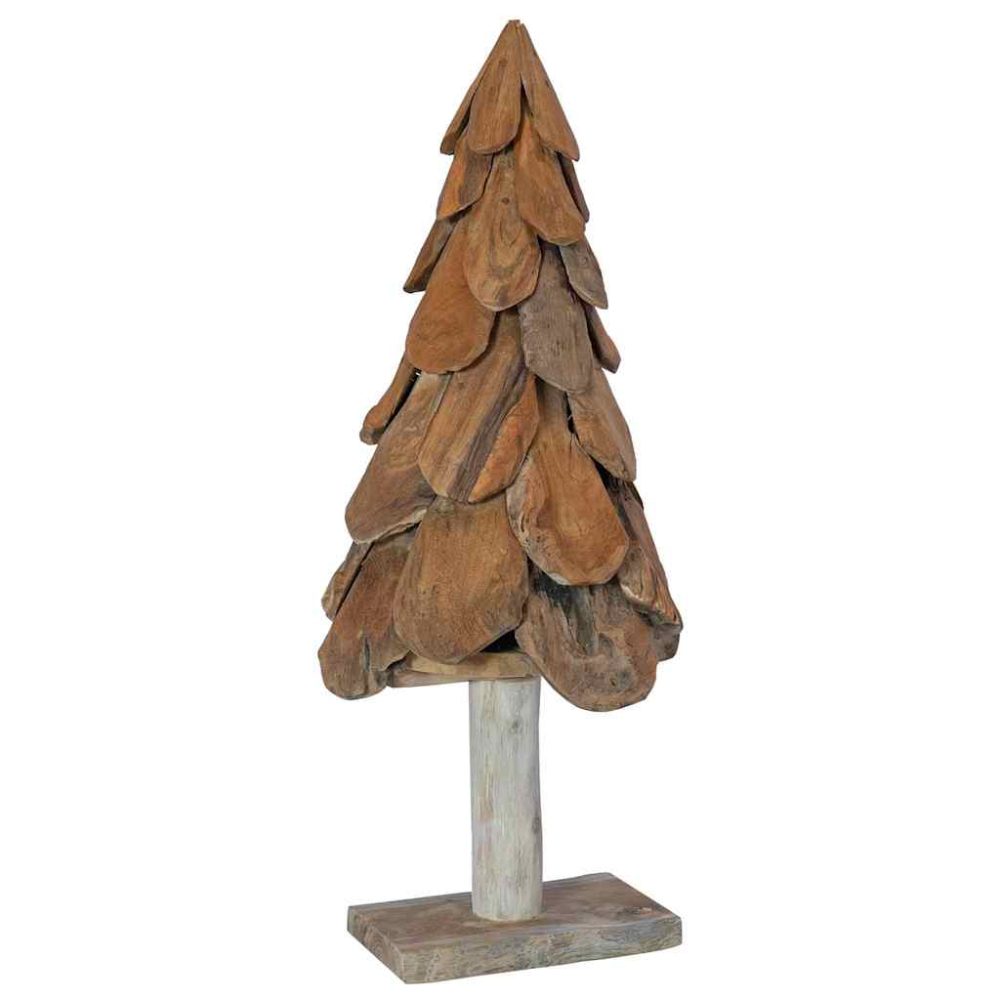 vidaXL Sapin de Noël Marron 91 cm Bois de teck massif