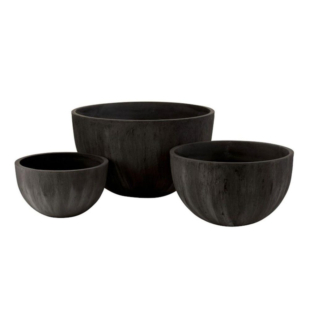 J-LINE Lot de 3 cache-pots design zera 59cm noir