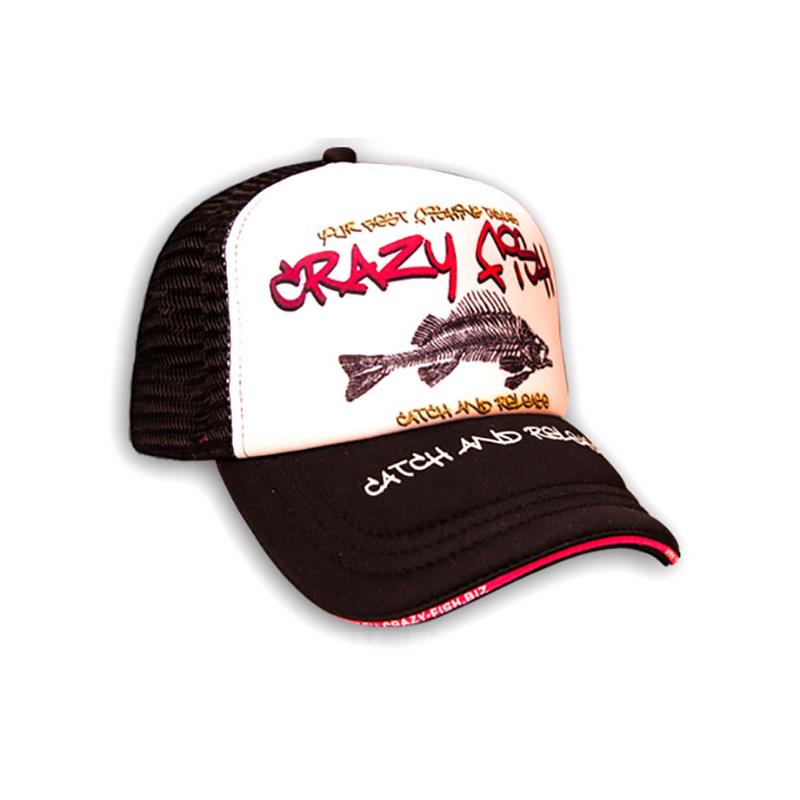 Homme Crazy Fish Trucker Bones | Casquette – BLANC/NOIR / Noir-Blanc / M