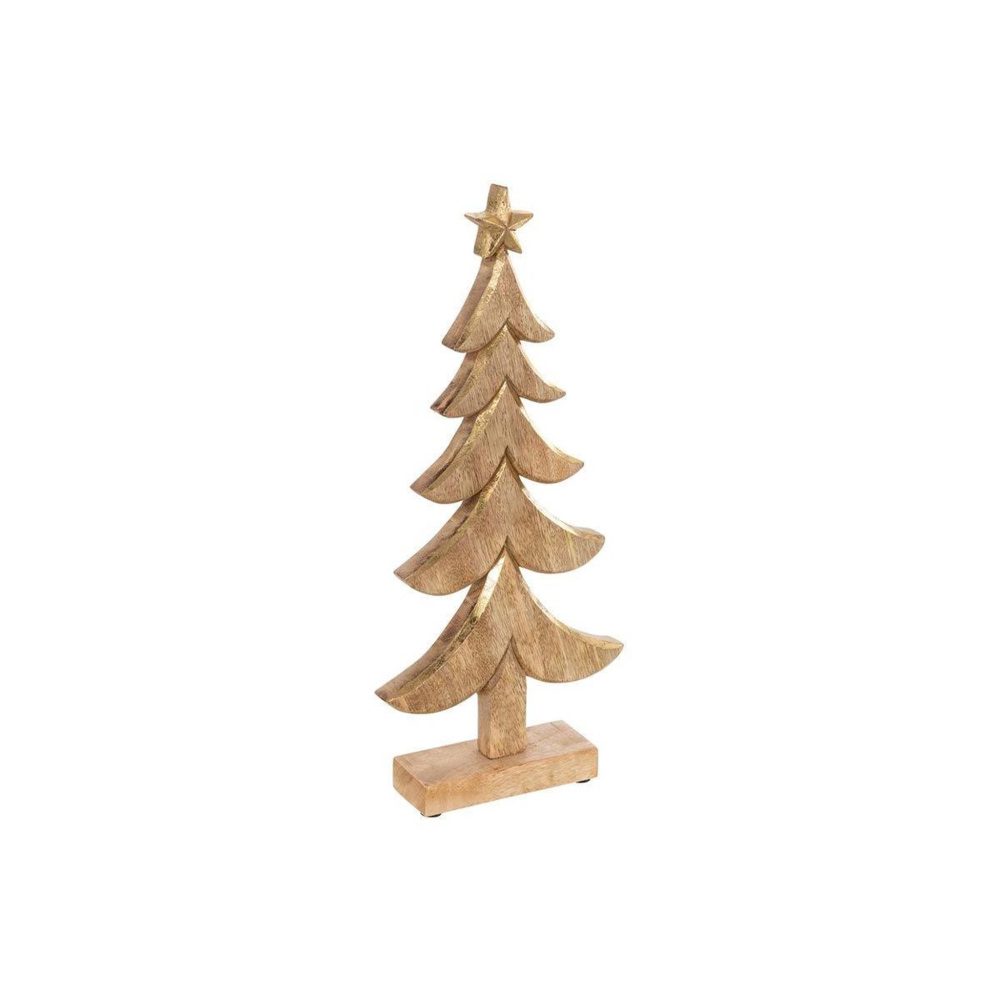 J-LINE Sapin de noël à poser bois manguier 41cm naturel